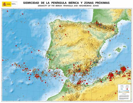 Mapa general de la sismicidad en la península ibérica
